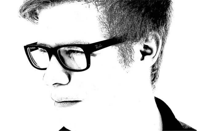 person, man, boy, face, cutout, glasses, view, side, drawing, pencil, stylish, man, man, man, man, man, boy, boy, glasses, drawing. Celebrity lookalikes comparison: assessing a match