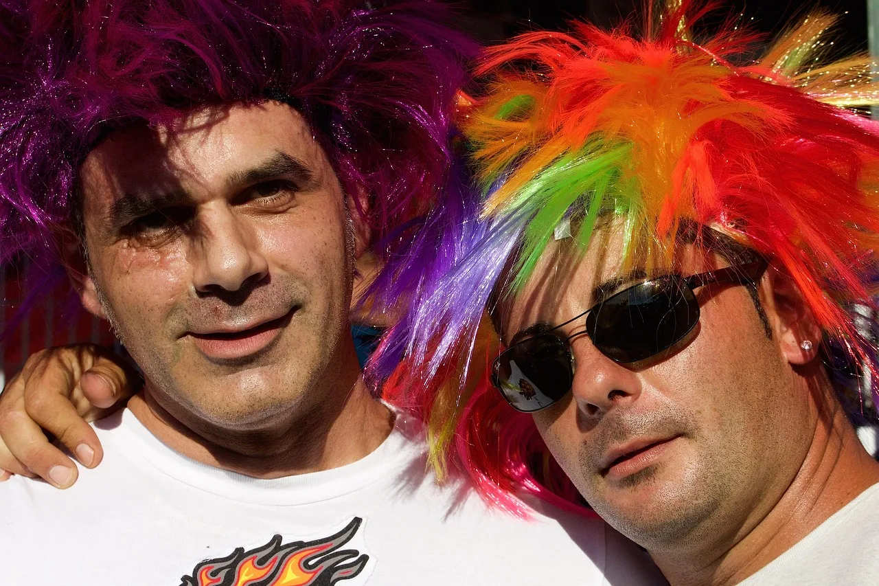 people, men, street parade, wig, coloured, people, wig, wig, wig, wig, wig. 5 details of professional lookalikes quiz people miss